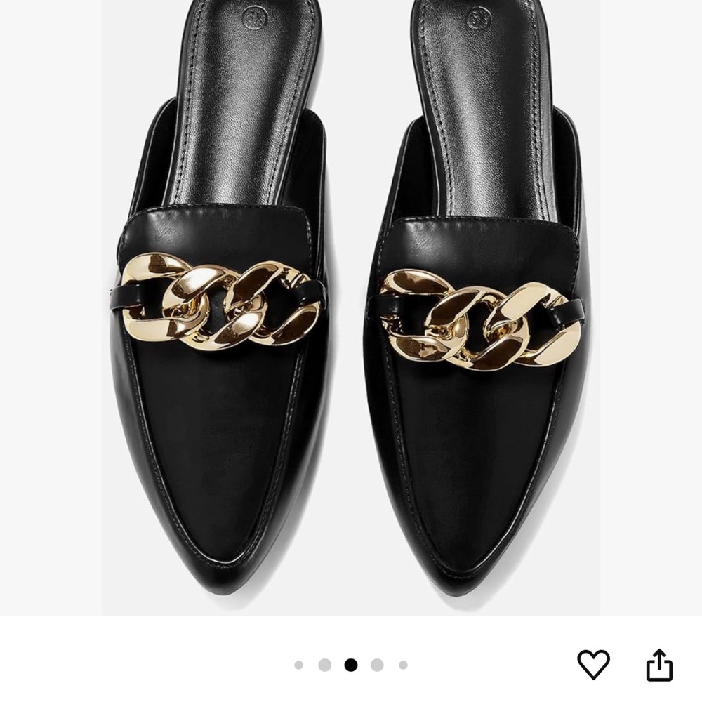 Black and Gold Women's Slip On Loafers
